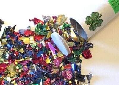 Spring-loaded good luck confetti bomb by Best Pranks By Mail.